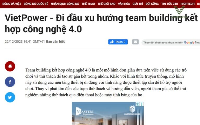 Thethaovanhoa.vn: VietPower – Đi đầu xu hướng team building kết hợp công nghệ 4.0