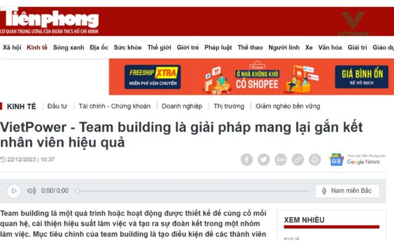 Tienphong.vn: VietPower – Team building là giải pháp mang lại gắn kết nhân viên hiệu quả