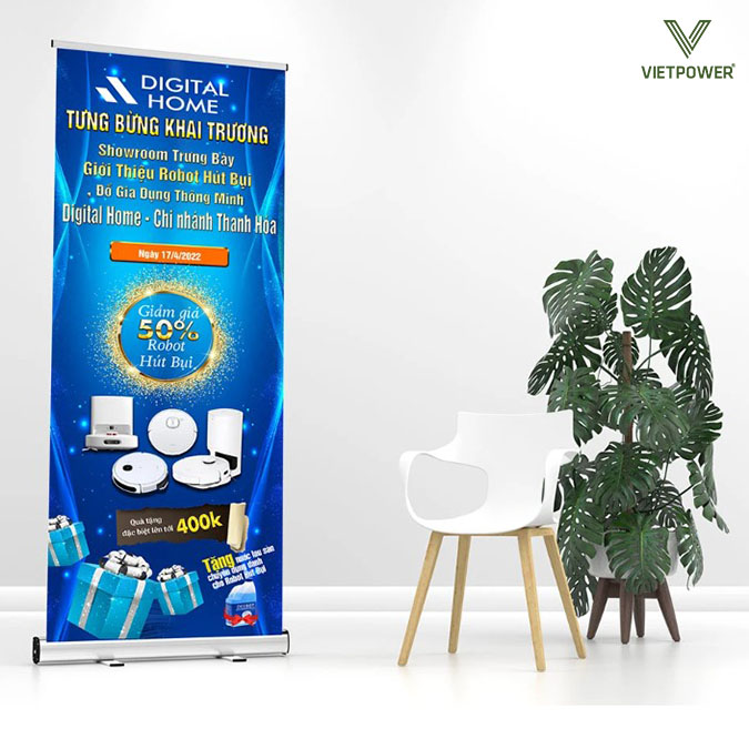 Banner khai trương showroom giảm giá khi mua hàng