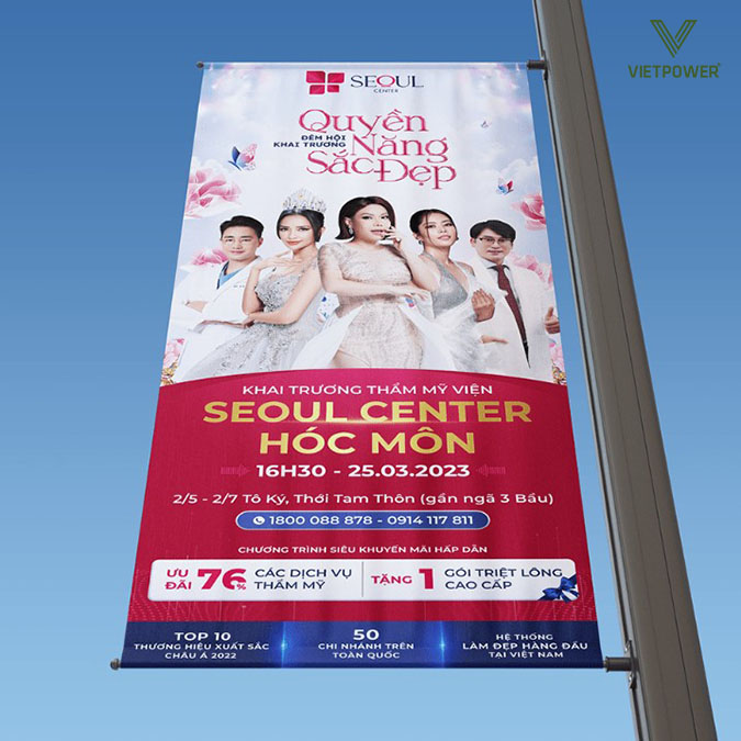 Thông tin về thời gian và địa điểm là phần bắt buộc trong banner khai trương