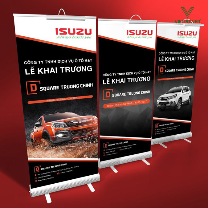Tên doanh nghiệp cần được làm nổi bật đầu tiên trên banner khai trương