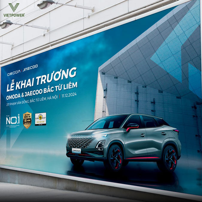 Banner khai trương showroom ô tô sang trọng cuốn hút