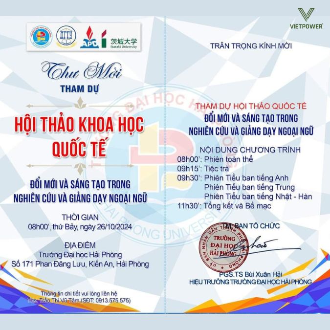 Mẫu thư mời hội thảo khoa học quốc tế