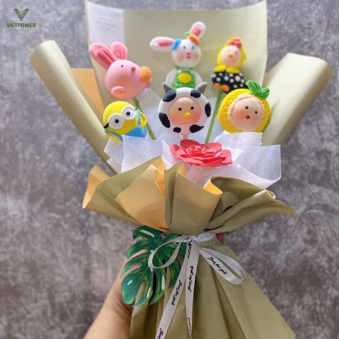 Bó hoa đất sét mix nhiều mẫu cute