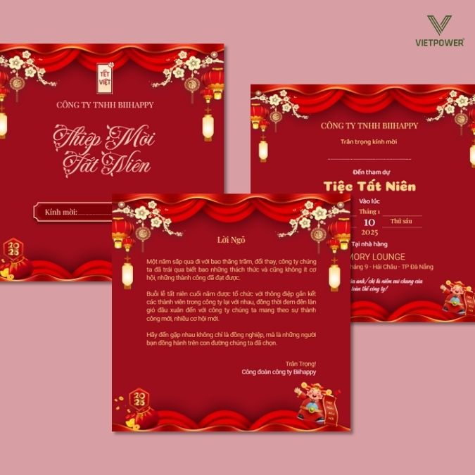Mẫu thiệp mời màu đỏ sang trọng