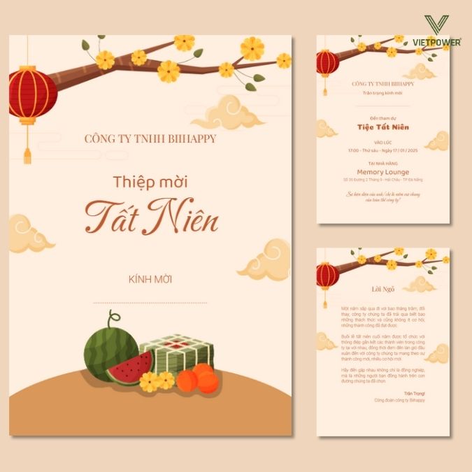 Mẫu thiệp mời Year End Party đẹp, nhã nhặn