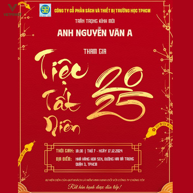 Thời gian và địa điểm tổ chức là thông tin quan trọng cần có trong thiệp mời tất niên Thời gian và địa điểm tổ chức là thông tin quan trọng cần có trong thiệp mời tất niên