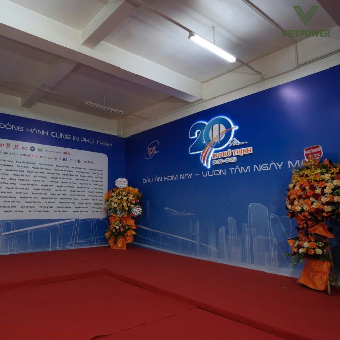 Thi công backdrop Year End Party chuyên nghiệp, chất liệu bền đẹp và sắc nét