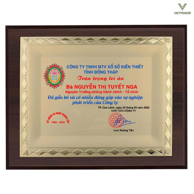 Bằng chứng nhận dành tặng nhân viên