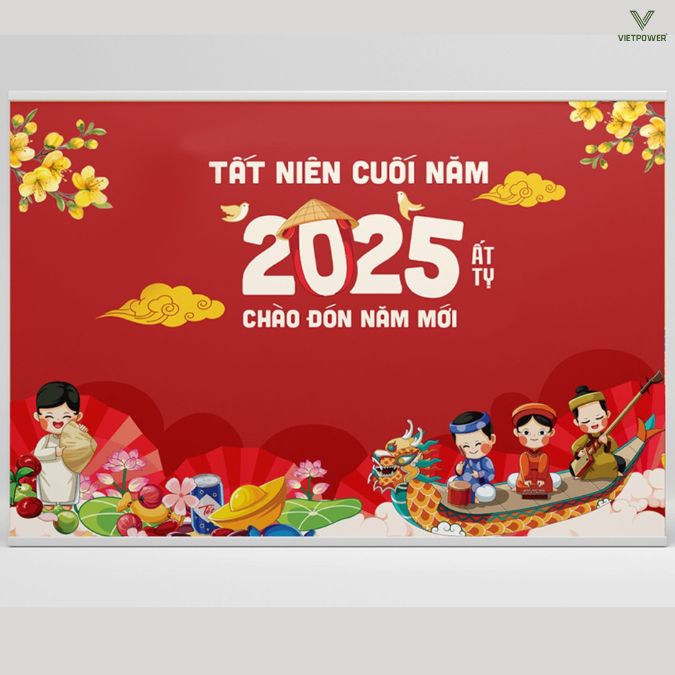 Băng rôn dạng dài tất niên 2025